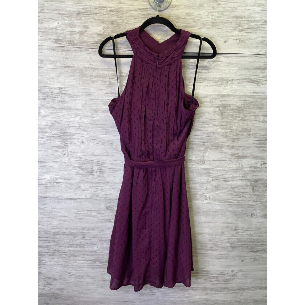 LOFT Crossover Halter Dress Size 8 Womens Purple Tie Waist - Picture 8 of 13